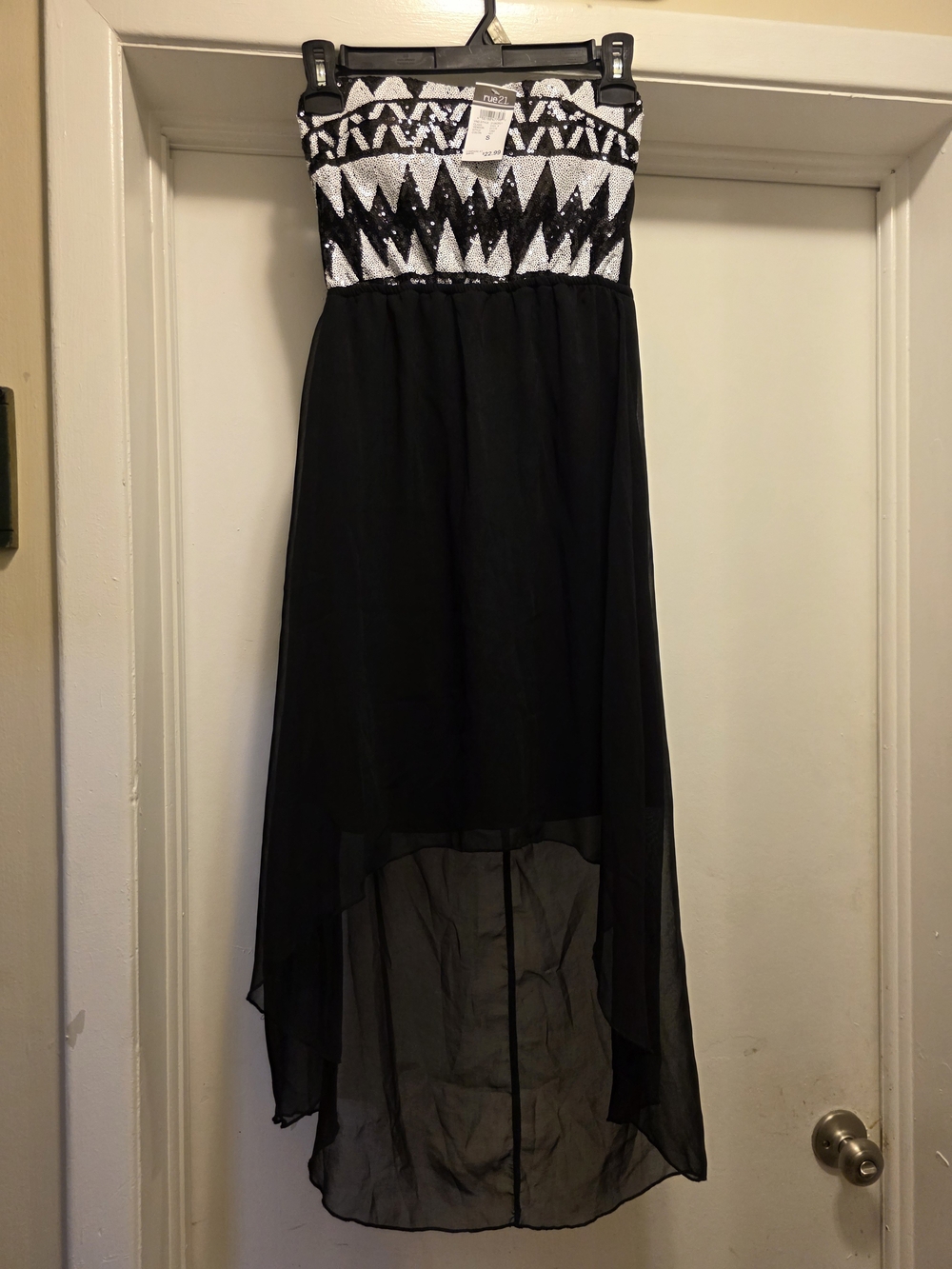 Rue21 Black Strapless High-Low Dress with Silver Sequin Bodice